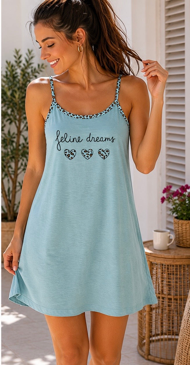 Feline Dreams-Aqua Blue