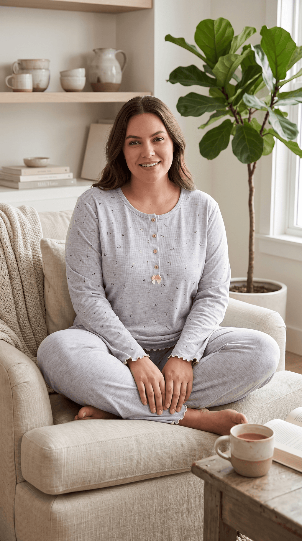 Amélie Ριπ Πιτζάμα Plus Size-Γκρι