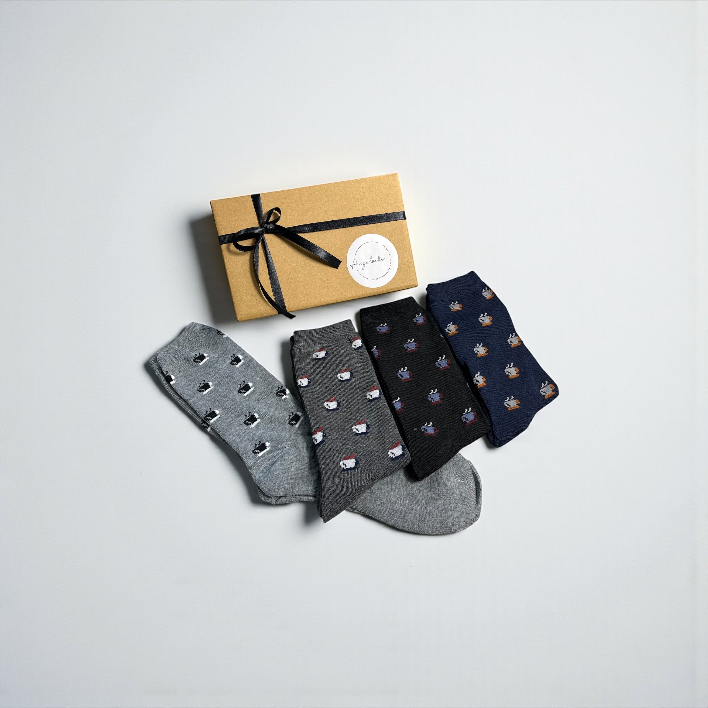 Men’s Socks Gift box κάλτσες με σχεδιάκια από κούπες καφέ