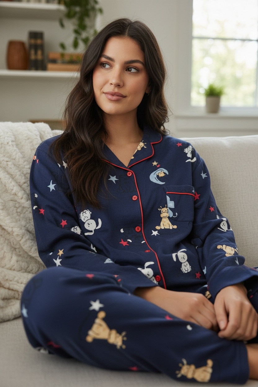 Μπλε πιτζάμα με ζωάκια