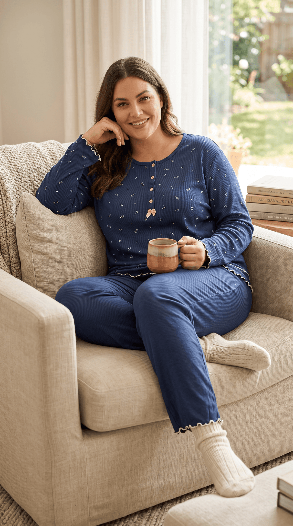 Amélie Ριπ Πιτζάμα Plus Size-Σκούρο μπλε