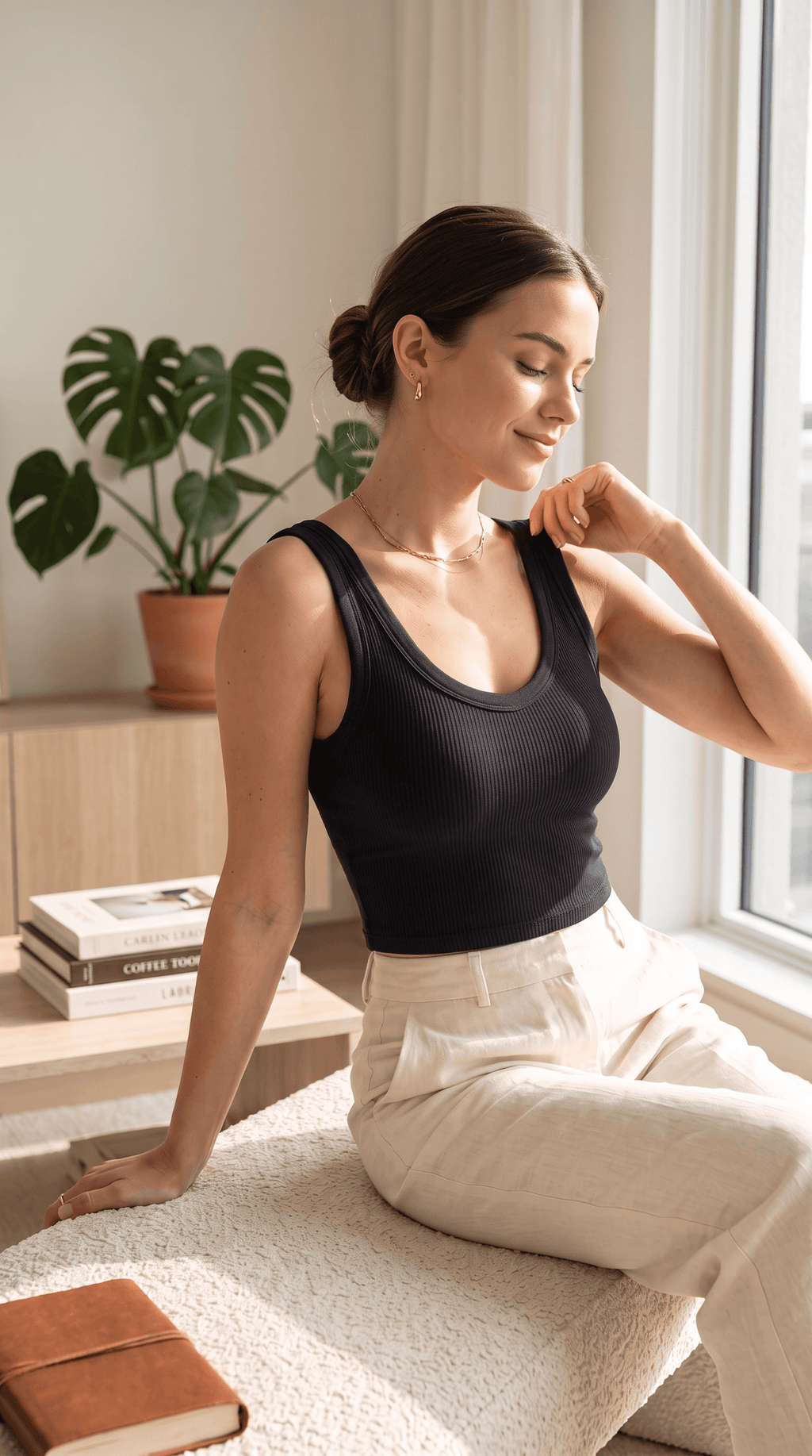 Comfort Cropped Top με Ενσωματωμένα Cups-Μαύρο