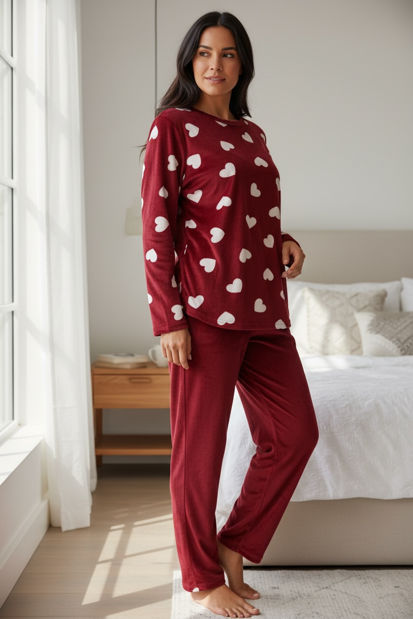 Κόκκινη Πιτζάμα με Καρδιές