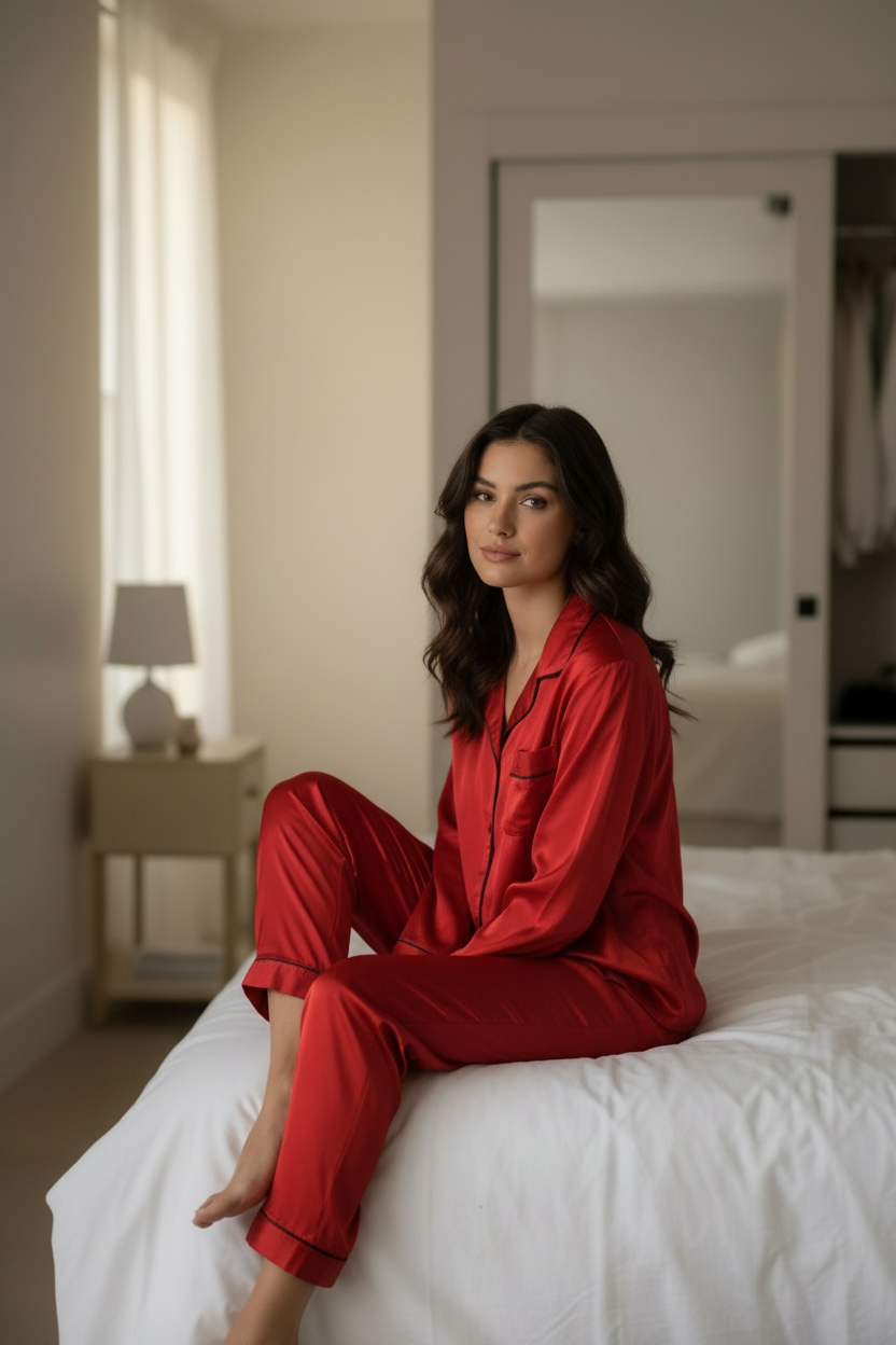 Σατέν Πιτζάμα σε Κόκκινο