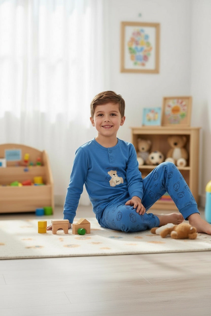 Μπλε παιδική πιτζάμα με αρκουδάκια