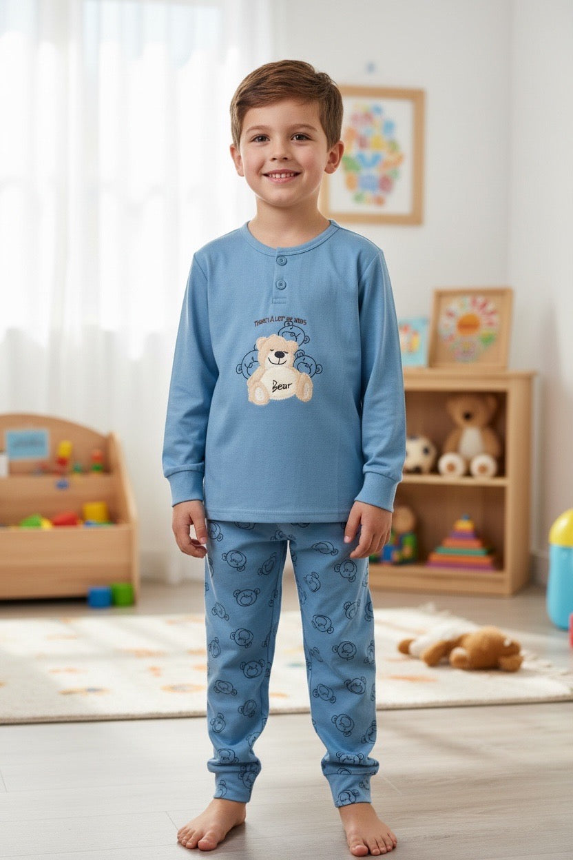 Ανοιχτό μπλε παιδική πιτζάμα με αρκουδάκια