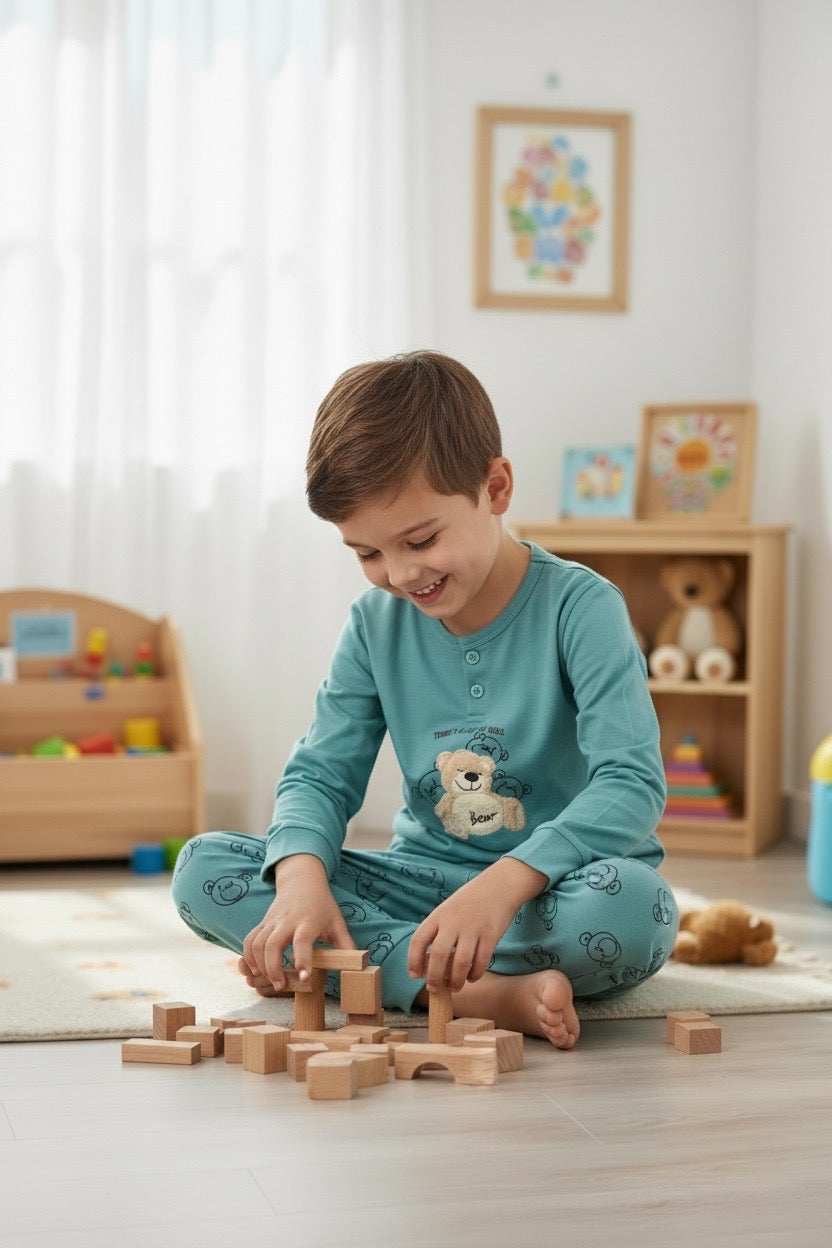 Πετρόλ παιδική πιτζάμα με αρκουδάκια