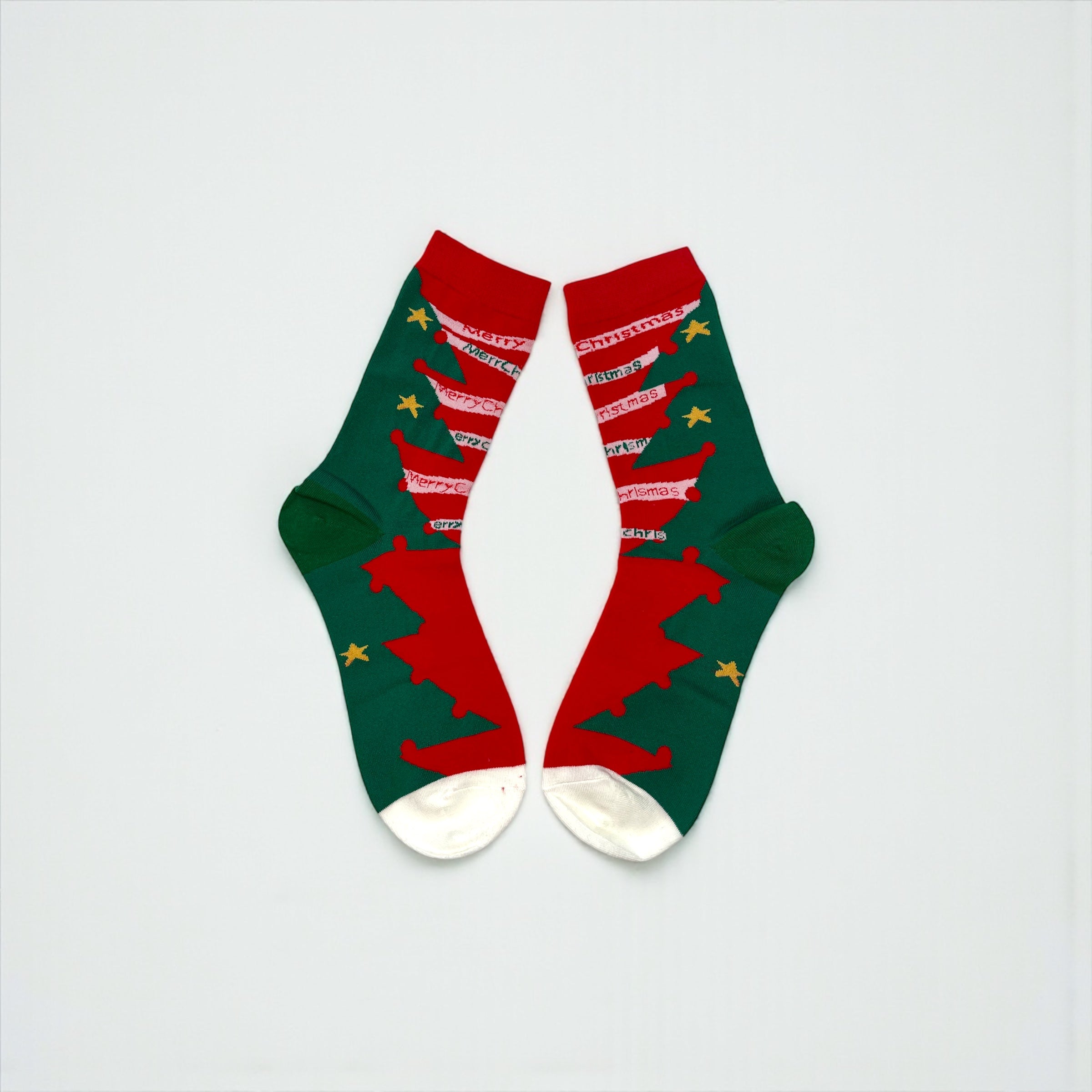 Κάλτσες Πράσινο-Κόκκινο με Χριστουγεννιάτικο Δέντρο