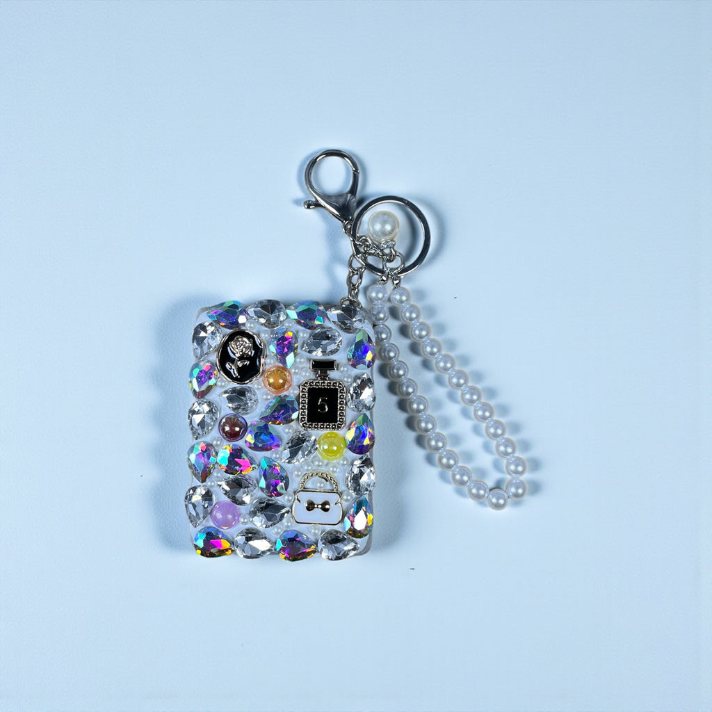 Μπρελόκ καθρέφτης με στράς και πέρλες