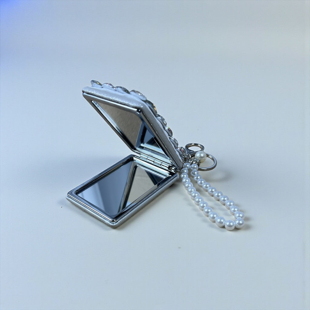 Μπρελόκ καθρέφτης με στράς και πέρλες