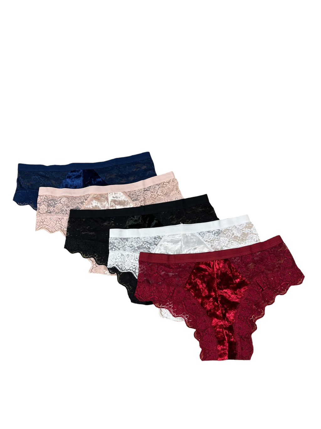 Lace briefs with velvet detail