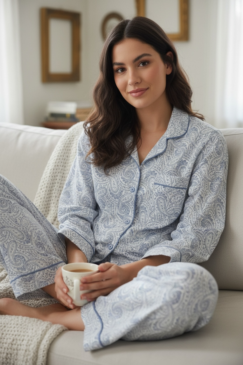 Μπλε Πιτζάμα με Λαχούρια