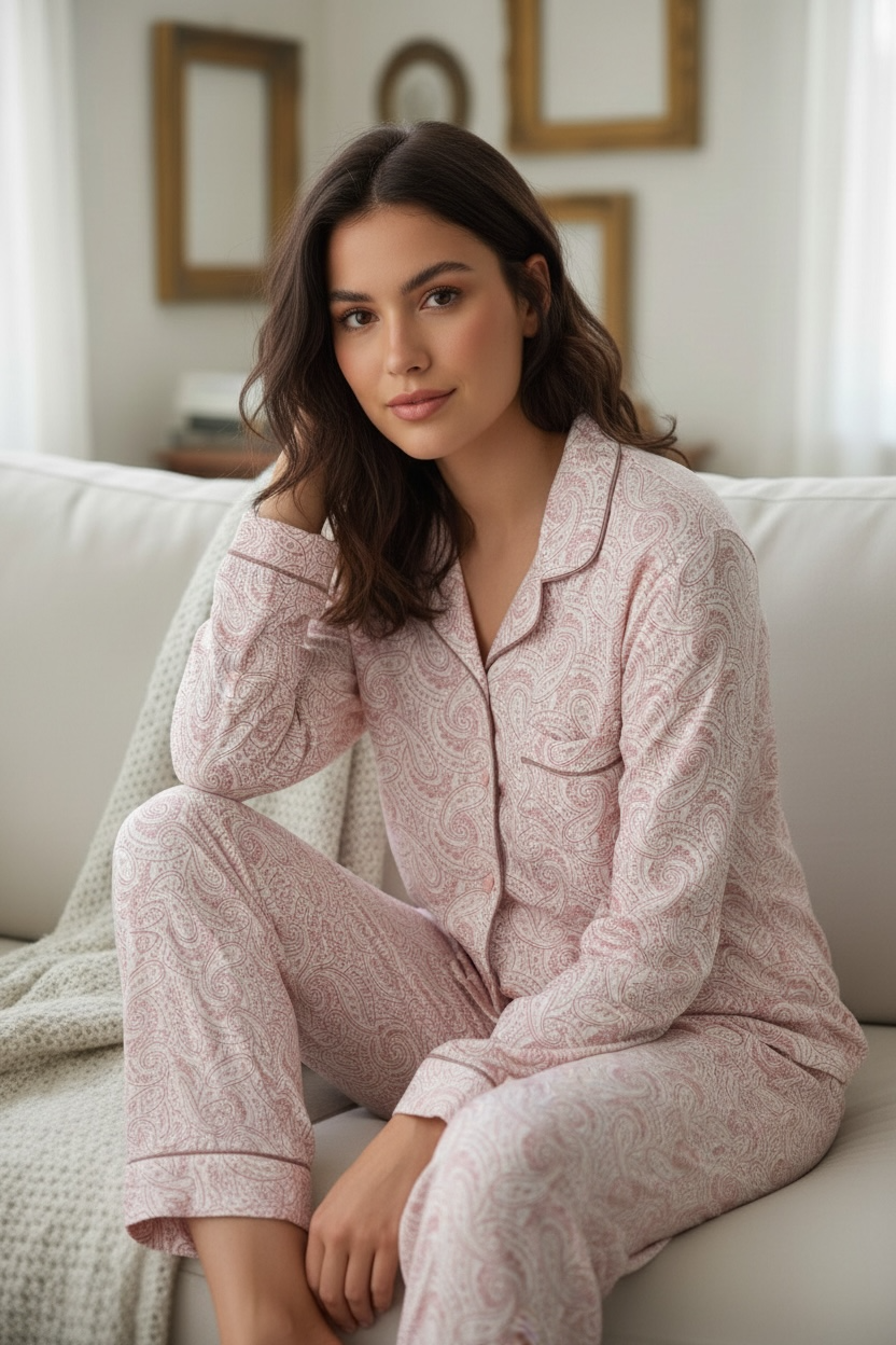 Ροζ Πιτζάμα με Λαχούρια