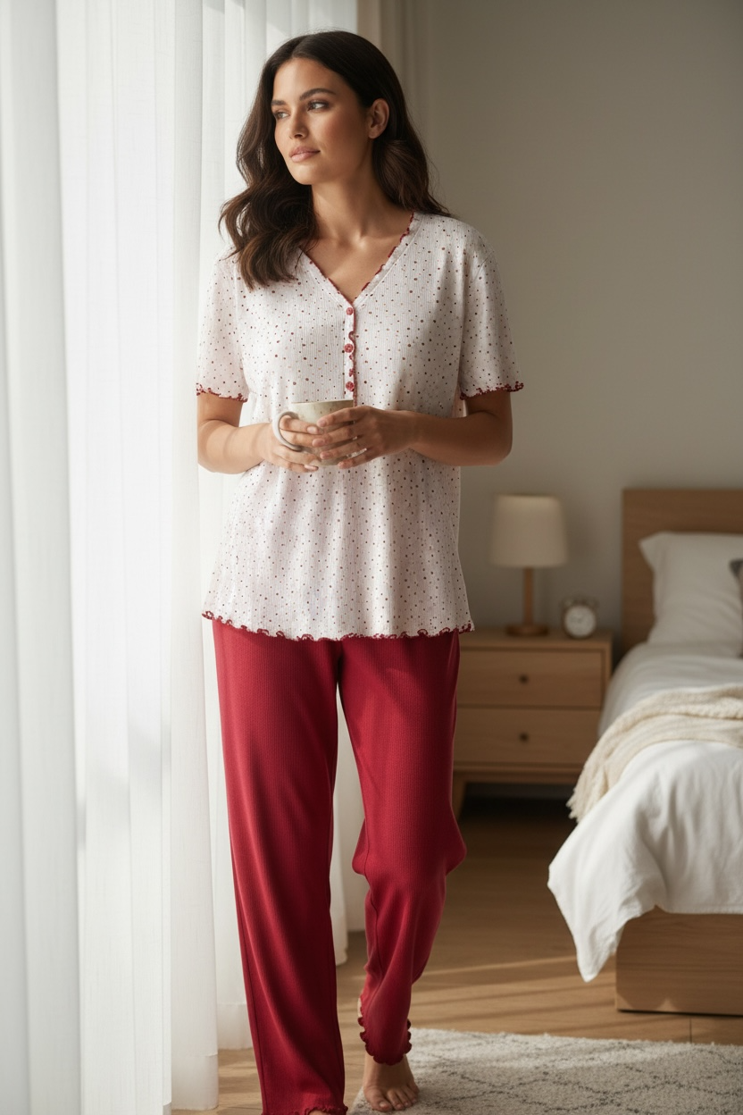 Pistachio Pajamas with Striped Pants