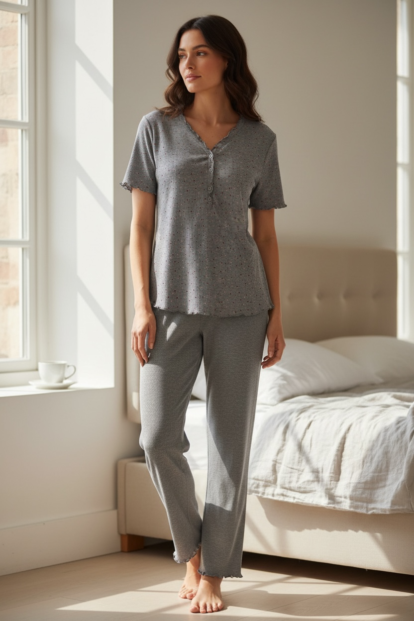 Pistachio Pajamas with Striped Pants