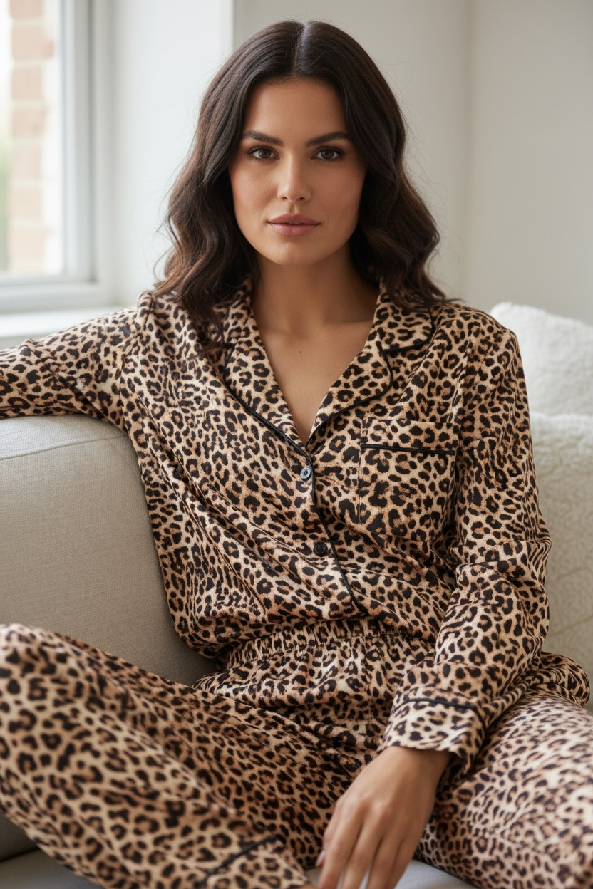 Pink pajamas with black hearts 