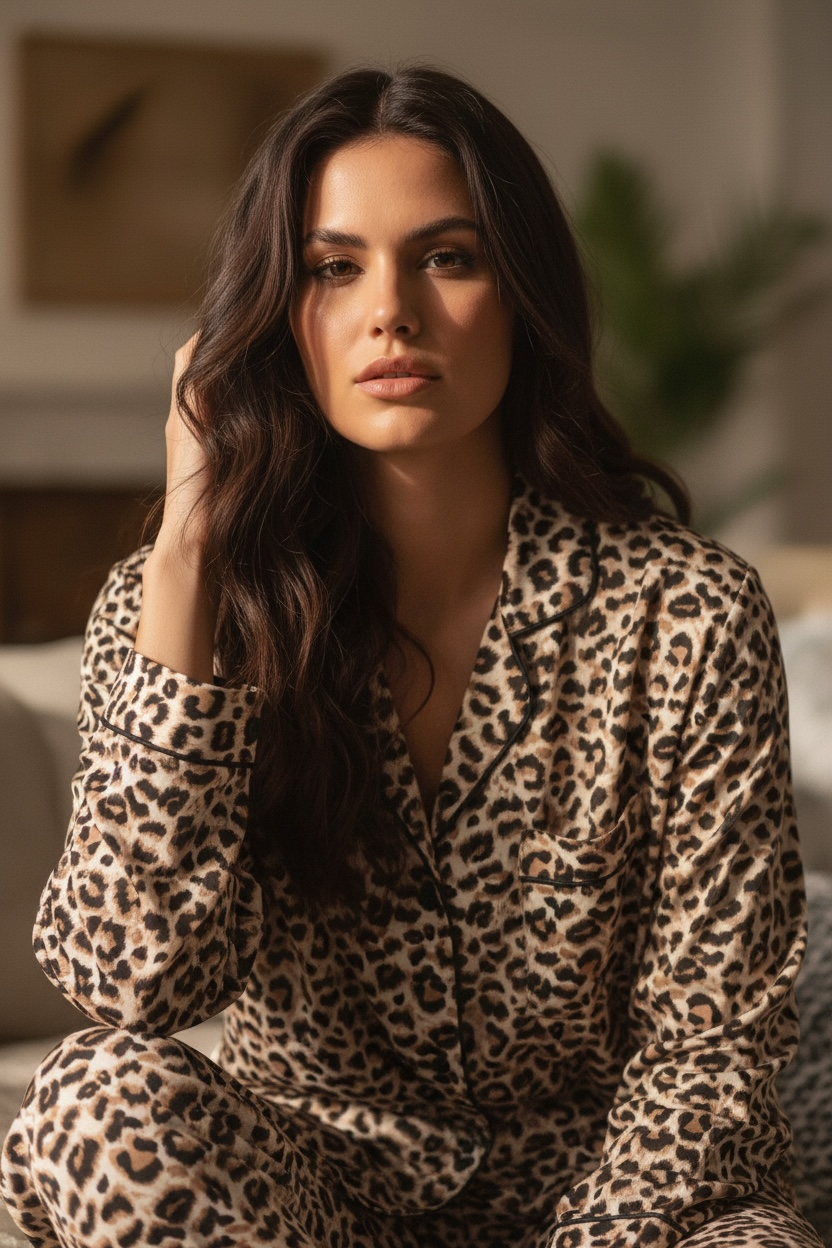 Pink pajamas with black hearts 