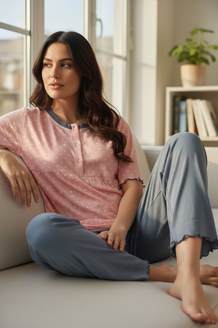 Pistachio Pajamas with Striped Pants