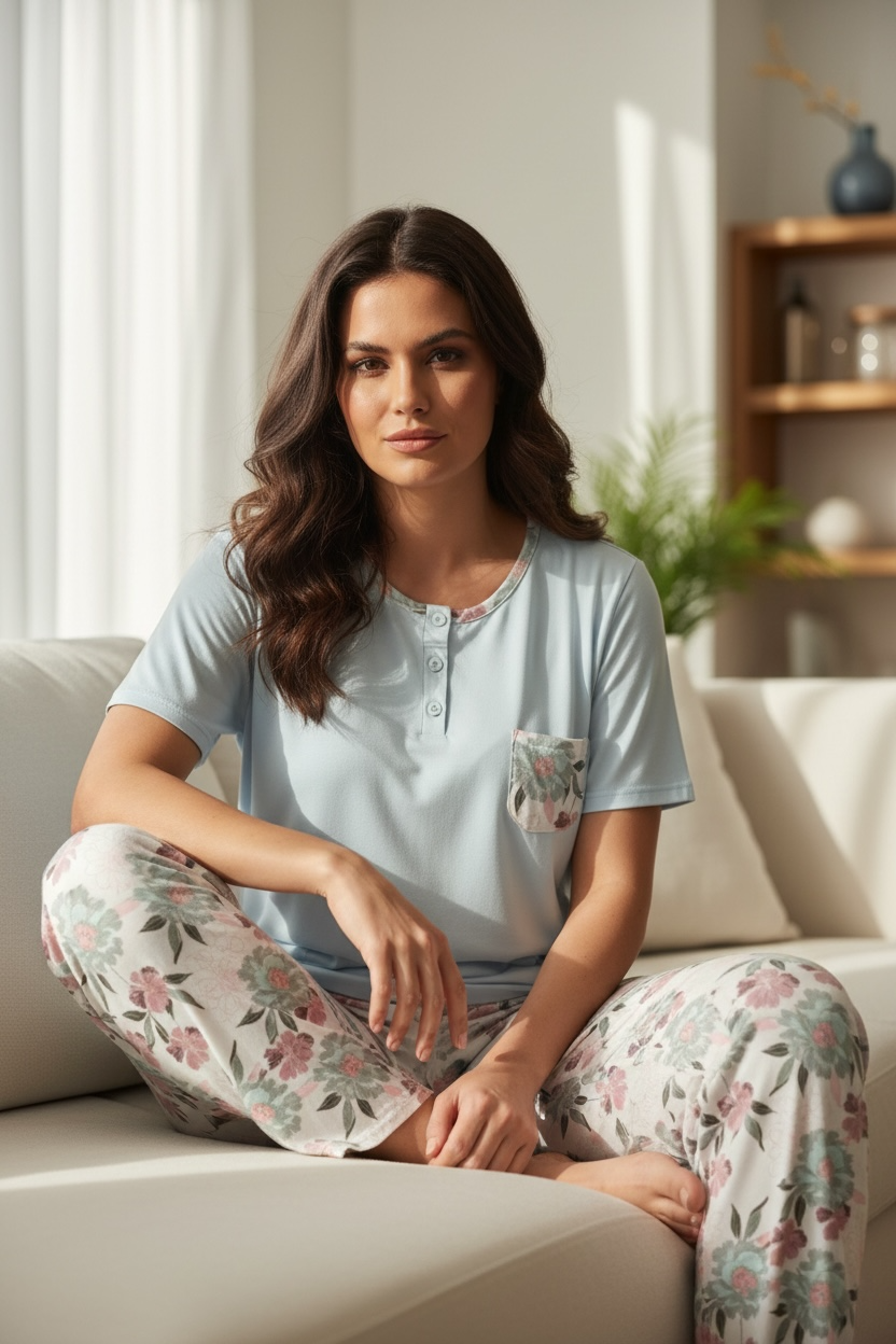 Pistachio Pajamas with Striped Pants