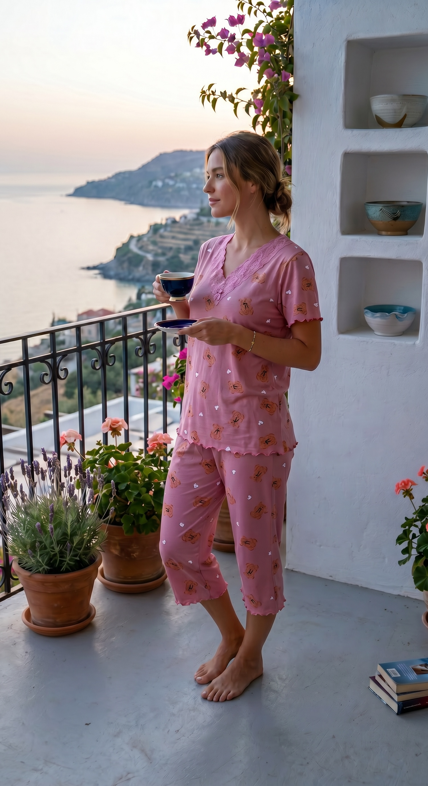 Bear Hug Capri Set-dusty pink