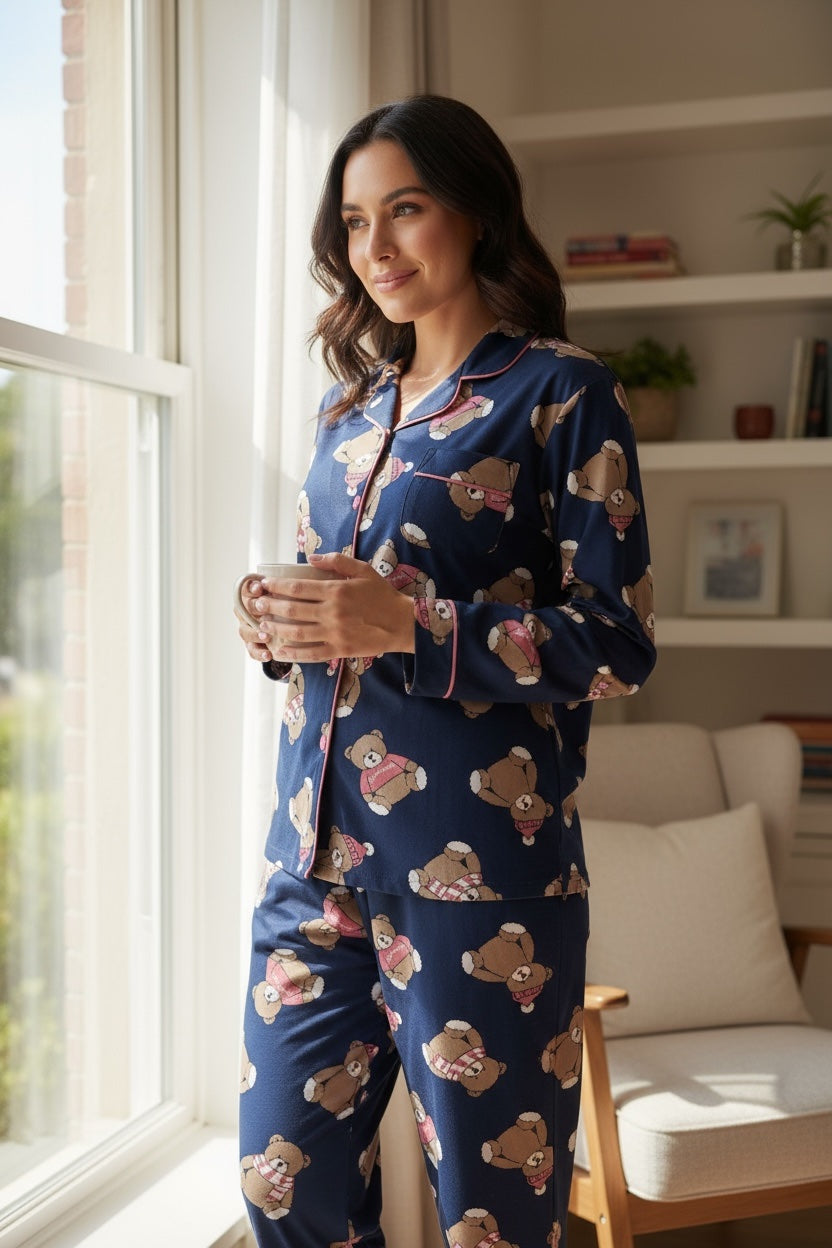 Μπλε Πιτζάμα με Αρκουδάκια – Winter Teddy Mood