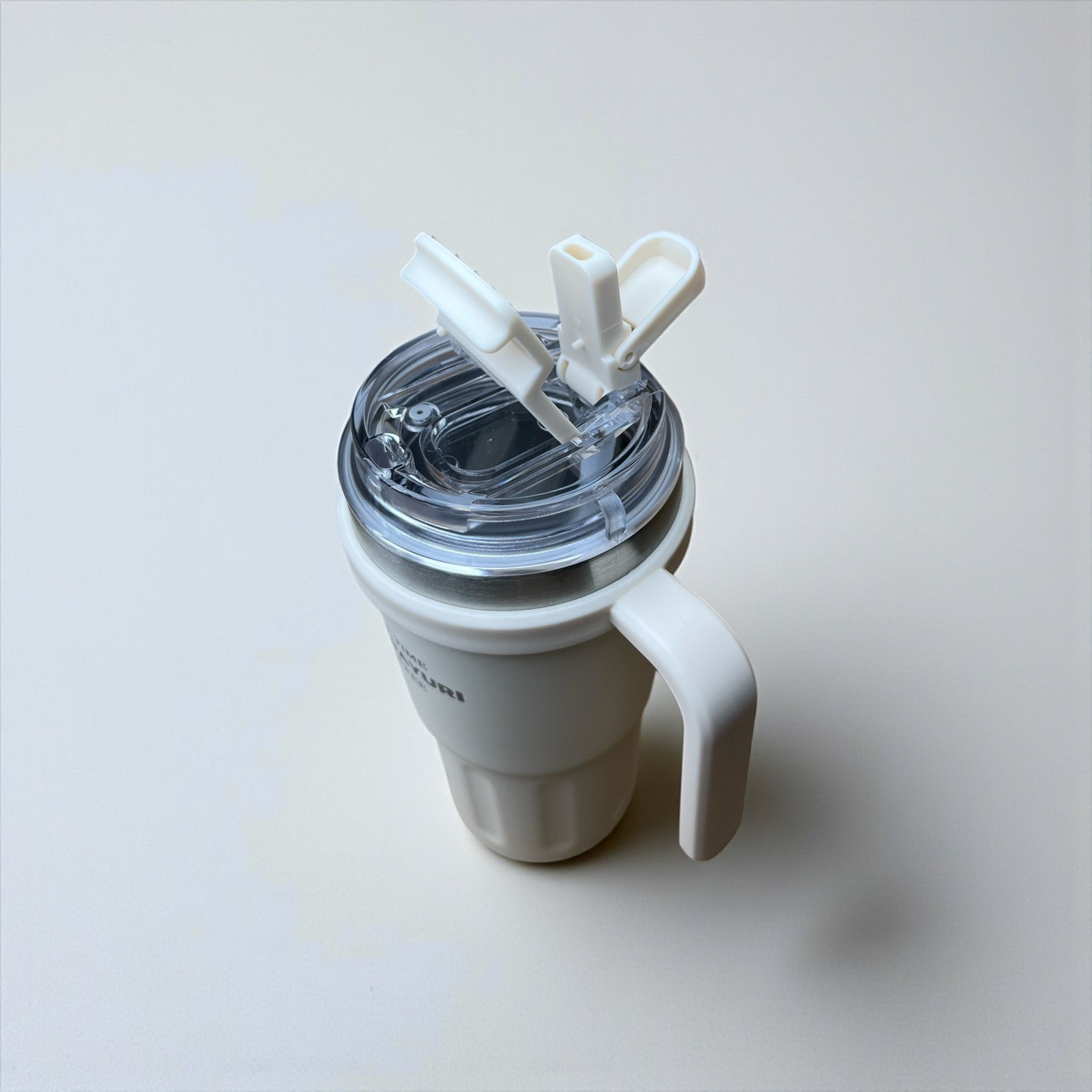 Θερμός 600ml Beige με Διπλό Στόμιο