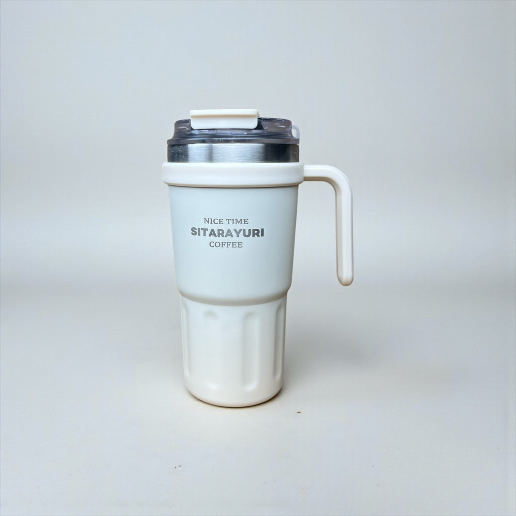 Θερμός 600ml Beige με Διπλό Στόμιο