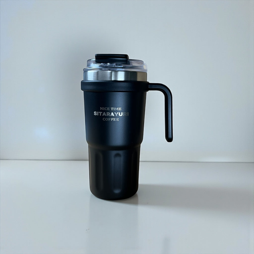 Θερμός 600ml Μαύρο με Διπλό Στόμιο