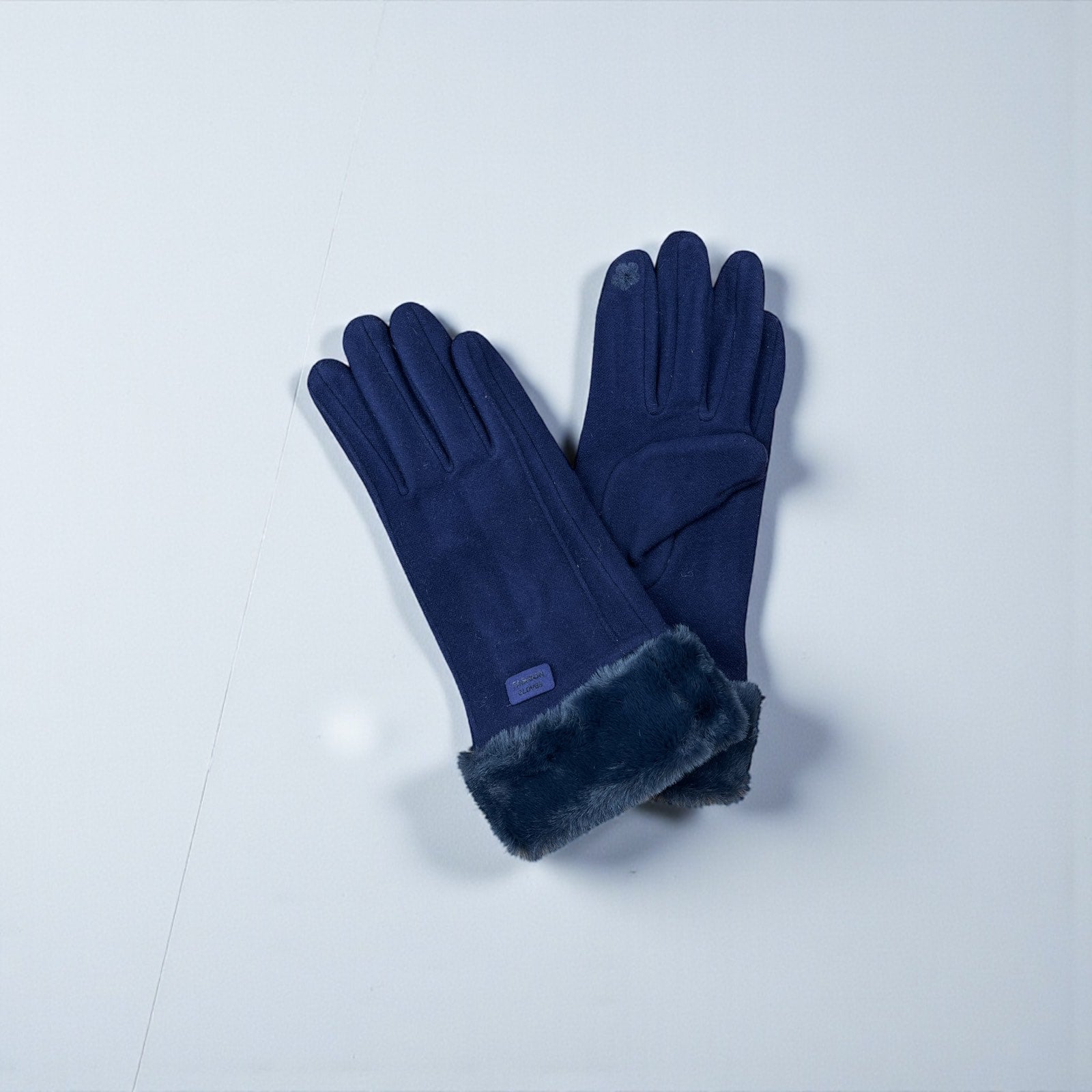 Γάντια Μπλε με Γουνάκι στο Τελείωμα