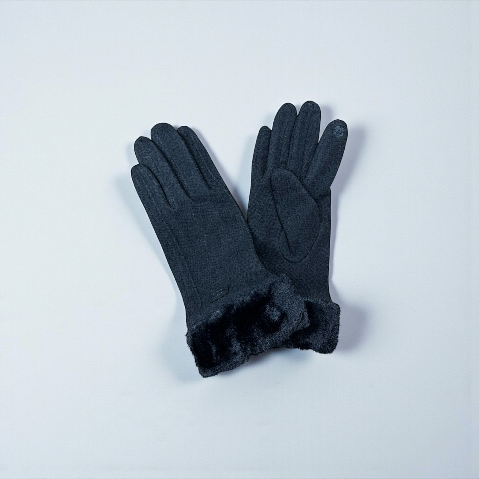 Γάντια Μαύρα με Γουνάκι στο Τελείωμα